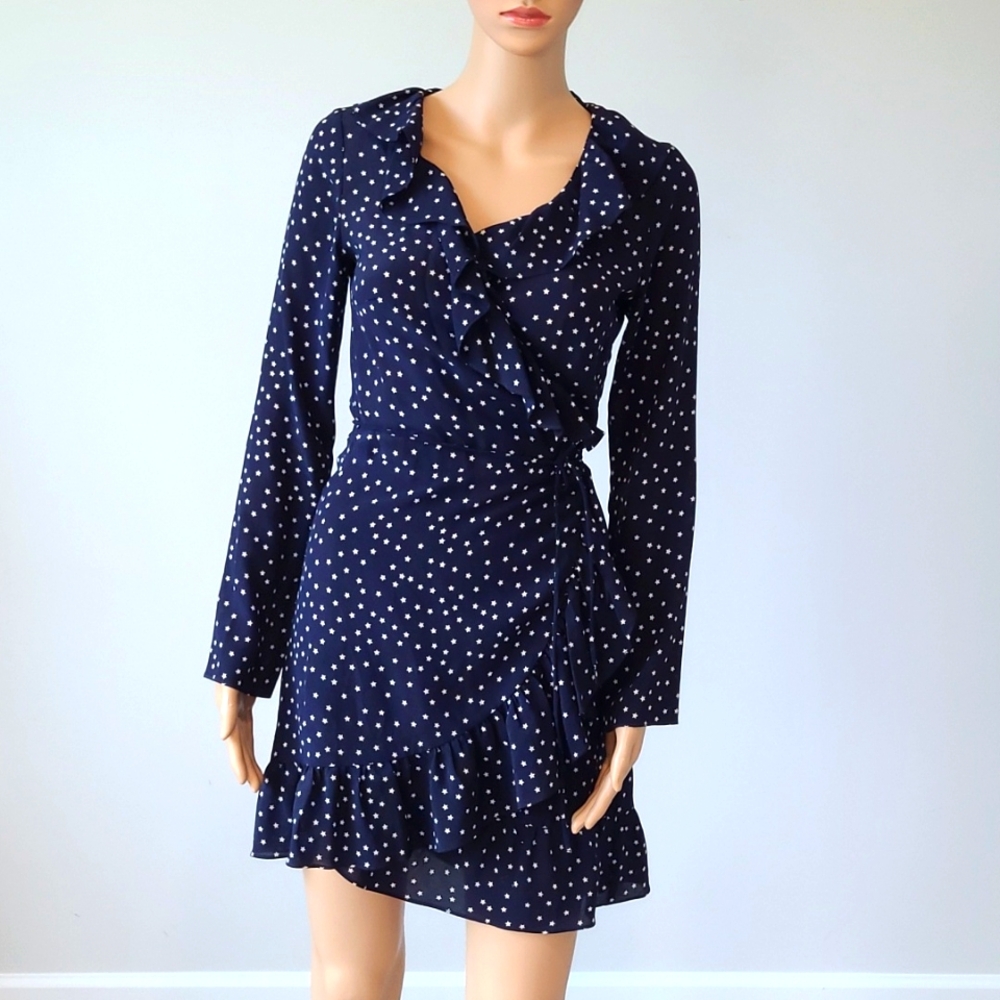 Réalisation Navy Star Silk Wrap Mini Dress